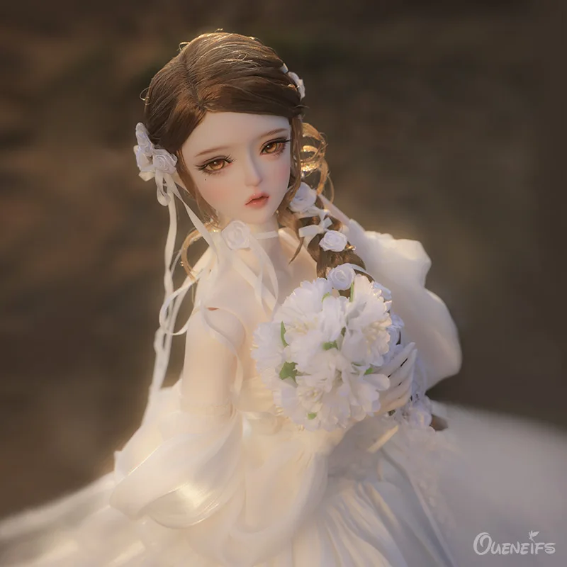 Qing BJD Doll 1/3 With SID High heels Body White Satin Wedding Dress Modelling Resin Art Toys Gift Doll for Girl Fairy doll