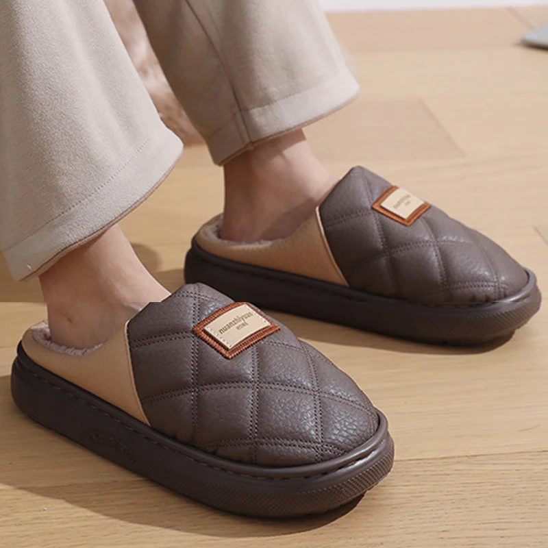 

Домашние нечеткие тапочки, мужские зимние теплые плюшевые домашние тапочки на платформе, мужская домашняя обувь для комнаты, пушистая обувь большого размера для спальни