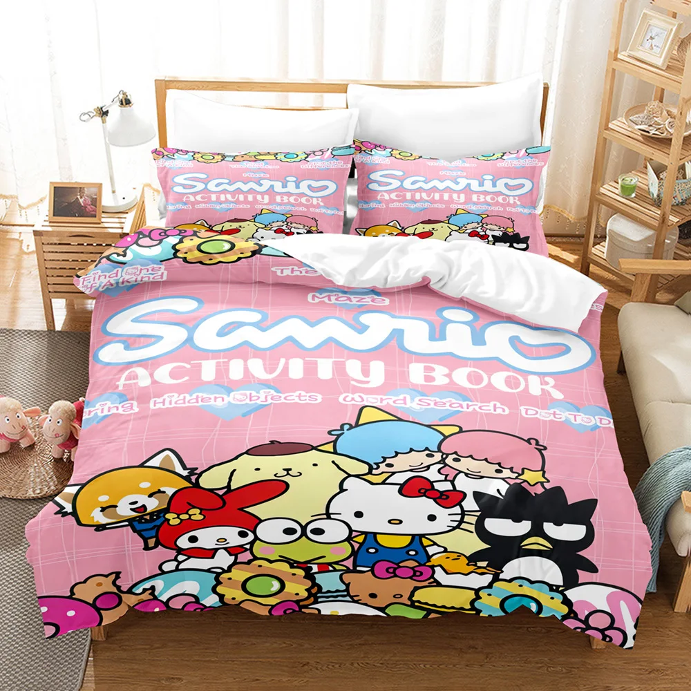 

Sanrio Cartoon Hello Kitty Duvet Cover Bedding Set Melody Kids Girls Bedroom Cute Pillowcase Quilt Cover Full Twin King Size