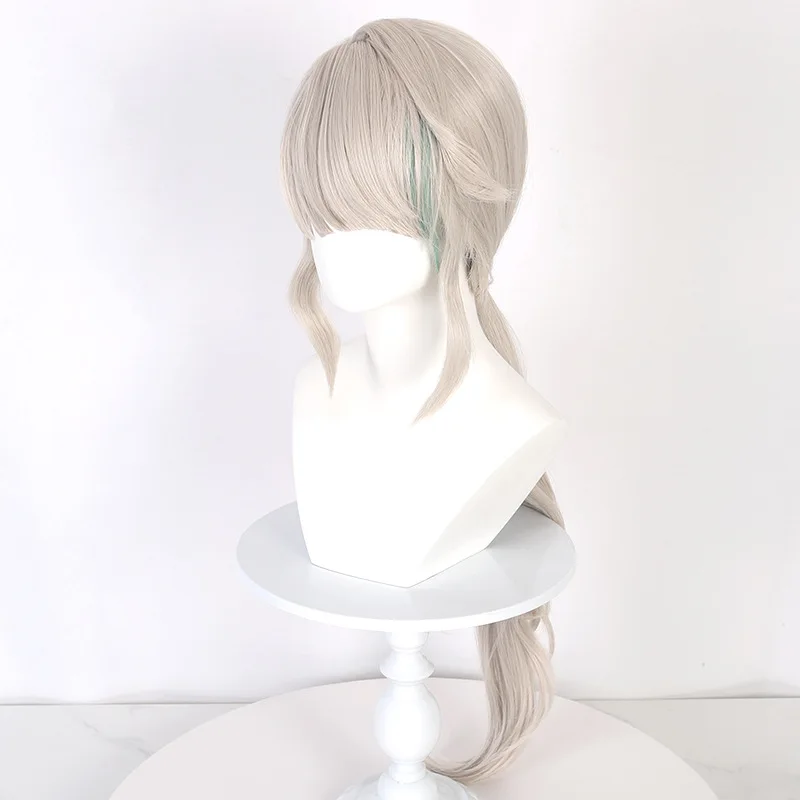 Genshin Impact Linnette Cosplay-Perücke, seitlich geflochten, mit hervorgehobenem Haar und simulierter Kopfhaut