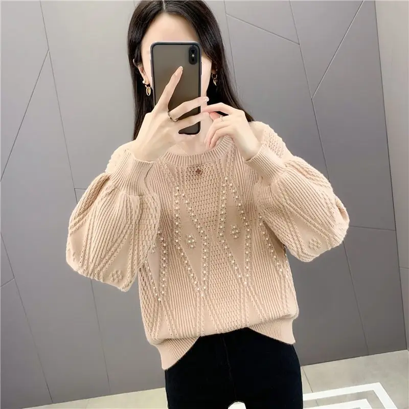 Pearl Sweater Pink Sweater White Coat Knitted Sweater Burberry Cute Tops Korean Style Clothes Oversized Sweater O-neck Pullovers