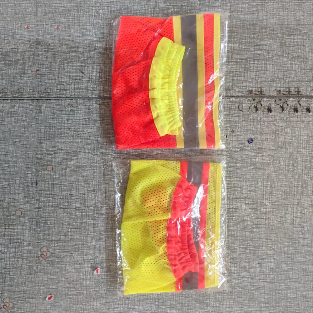 2pcs Hat Cover Mesh Sun Shade Protector Reflective Stripe Guard for Hard Hats Outdoor Safety Gear Large Diameter Elastic Fit