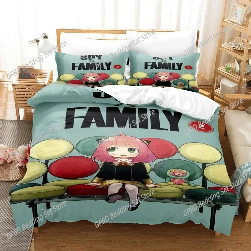 

New Anime Spy x Family Anya Comfortable Duvet Quilt Cover Pillowcase Bedding Set Children Bedroom Decoration Home Textile