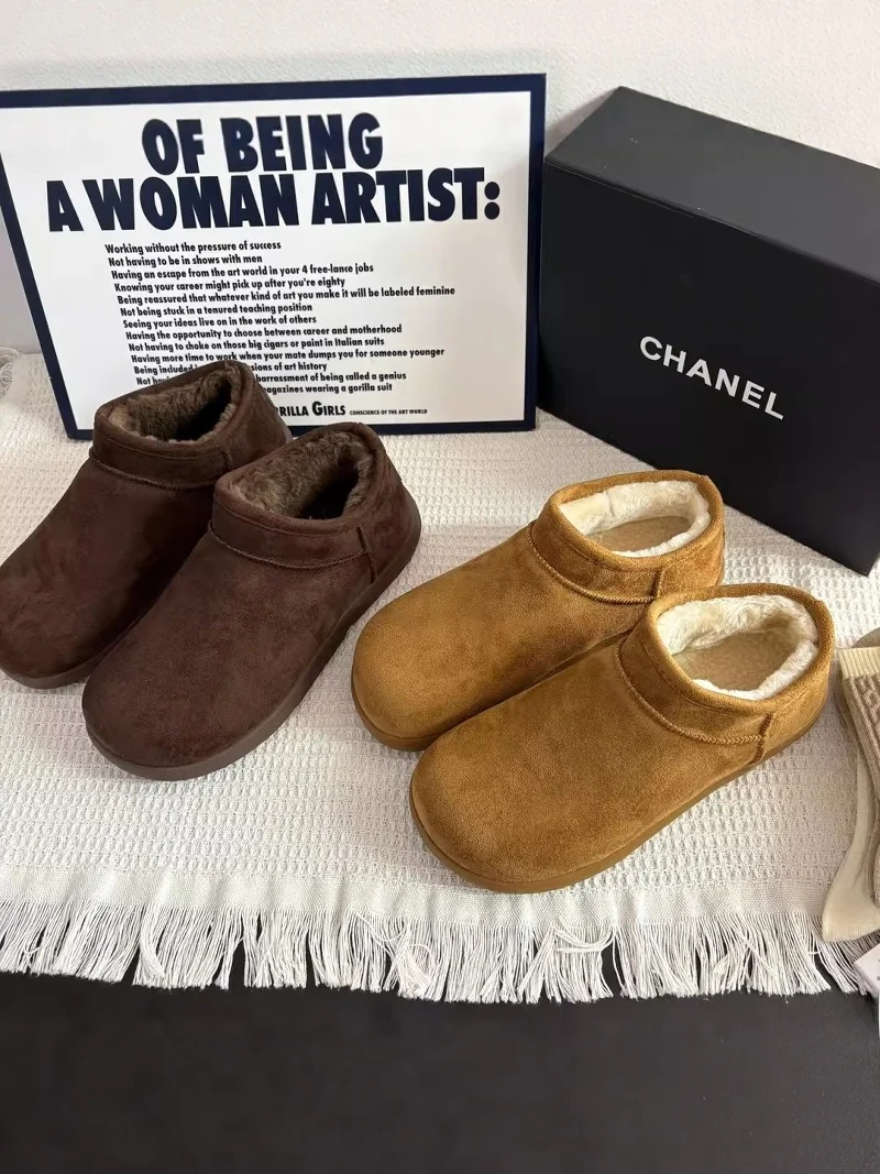 

Men's Winter Thickened Fleece Lined Snow Boots Warm Bken Shoes Leather Fur Integrated Bread Shoes -40 Degree Cold Resistant C...