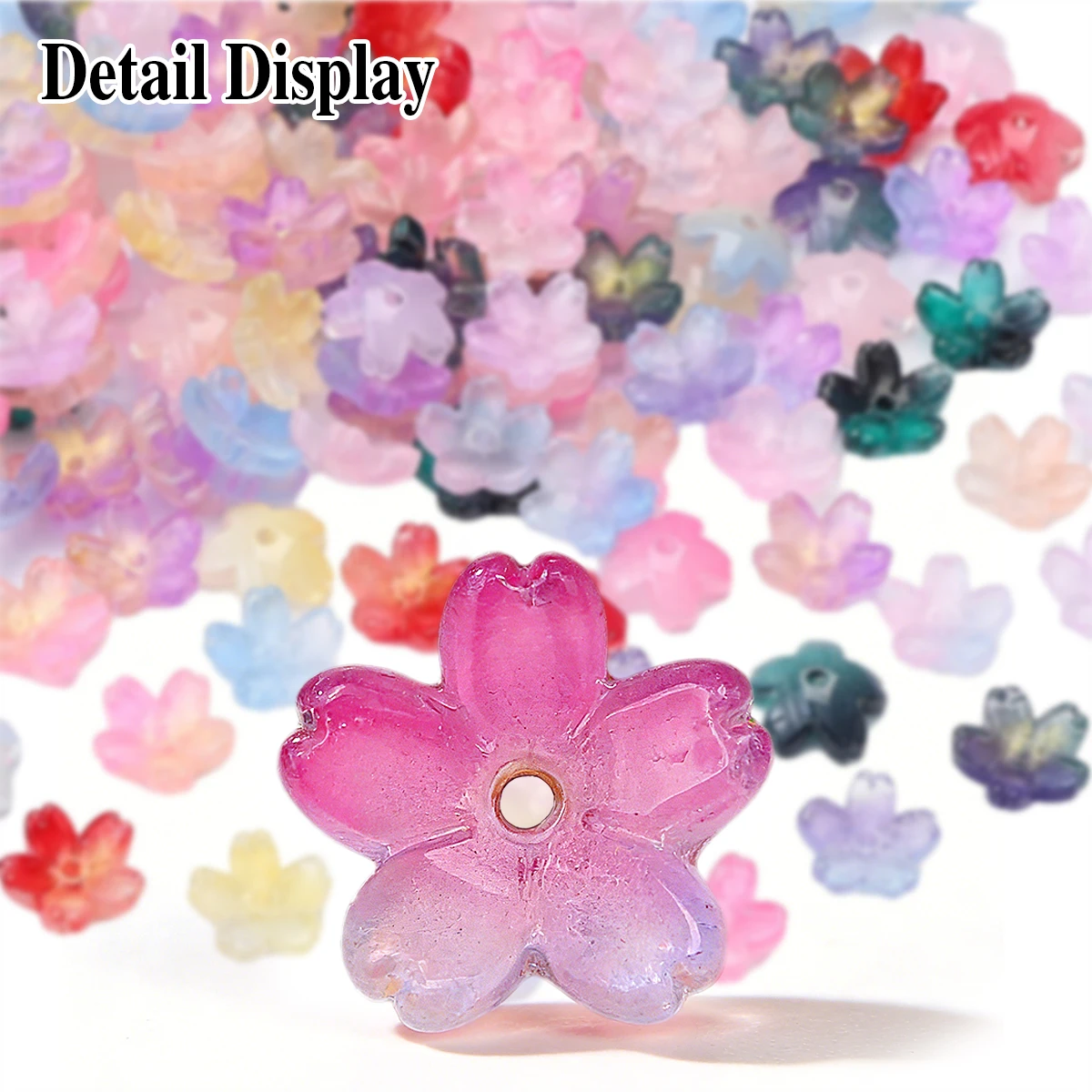 11mm Gradient Cherry Blossom Glass Beads - 1mm Hole, 10pcs/Pack for DIY Jewelry, Necklaces, Bracelets & Earrings