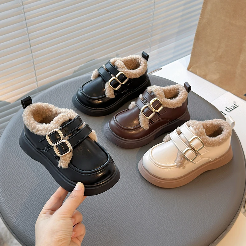 

2025 Winter New Children Best Selling Warm Leather Cotton Shoes Fashion Style Soft Versatile Kids High Quality Cotton Shoes
