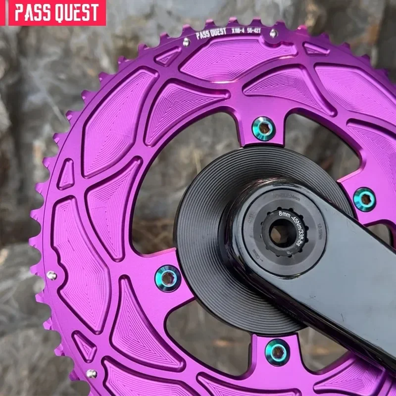 

PASS QUEST 110BCD 4 Bolt 2X Chainrings SL Road/Gravel Bike Crankshaft for SHIMANO R5800/R6800/R9000 110BCD PWOER METER Spider