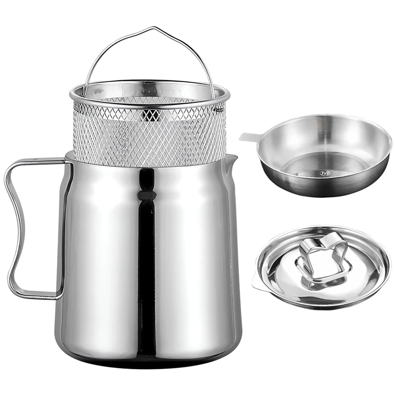 

ABUL-Stainless Steel Oil Filter Pot, 304 Stainless Steel Large Capacity Versatile Oil Filter Vessel, Oil Filter Tank 2L