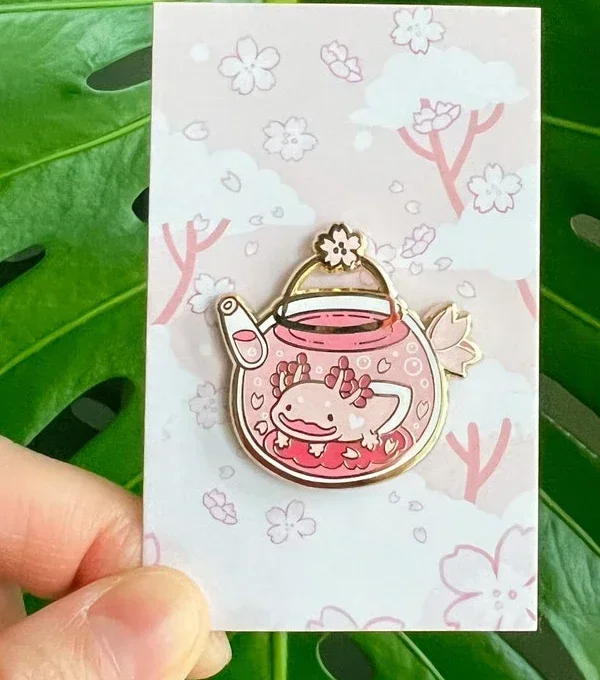 Axolotl Tea Hard Enamel Pin（It's not soft enamel）