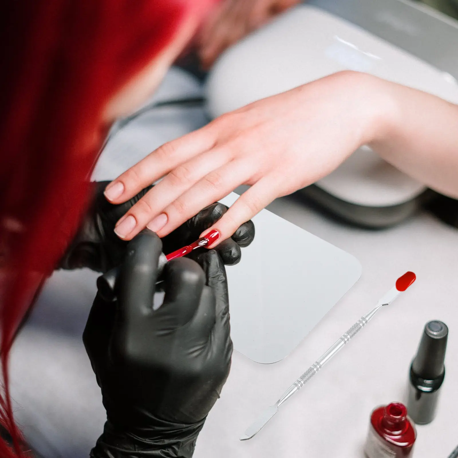 2Sets Stainless Steel Makeup Palettes Nail Art Mixing Plates Professional Tool for Salon Artist School Daily Beauty Use