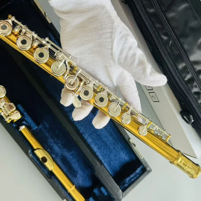 Pearl PF-505 RBE C Flute High-Quality 17-Key Open Hole Silver-Plated Tuned Musical Instrument