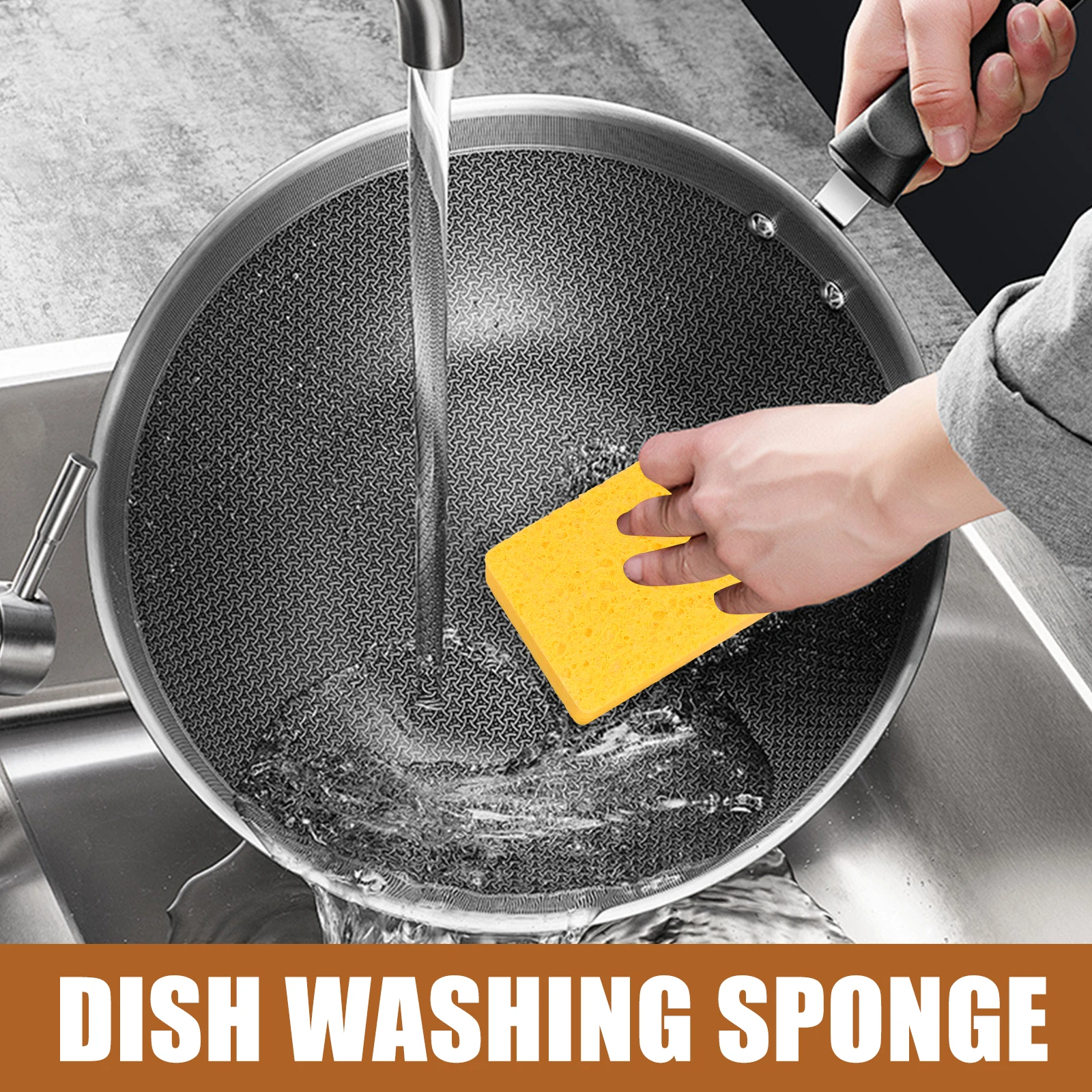 

6pcs Reusable Kitchen Sponge Dish Scrub Multi-Functional Cleaning Sponge Safe Cellulose Material Non Scratch Sponges