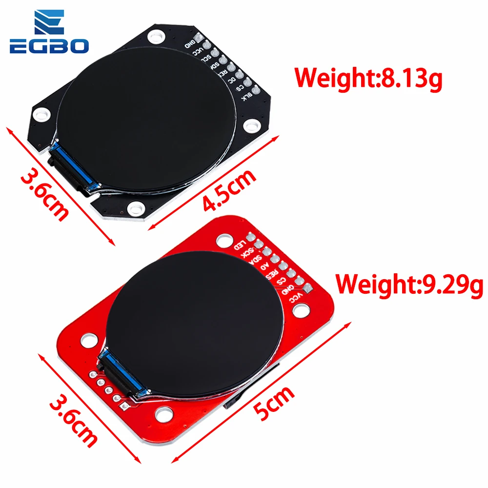 EGBO TFT Display 1.28 Inch TFT LCD Display Module Round RGB 240*240 GC9A01 Driver 4 Wire SPI Interface 240x240 PCB For Arduino