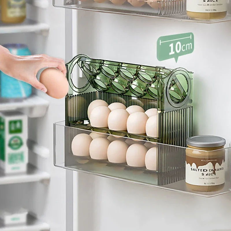 Egg Storage Box New Can Be Reversible Three Layers of 30 Egg Tray Refrigerator Organizer Food Containers Kitchen Storage Boxes