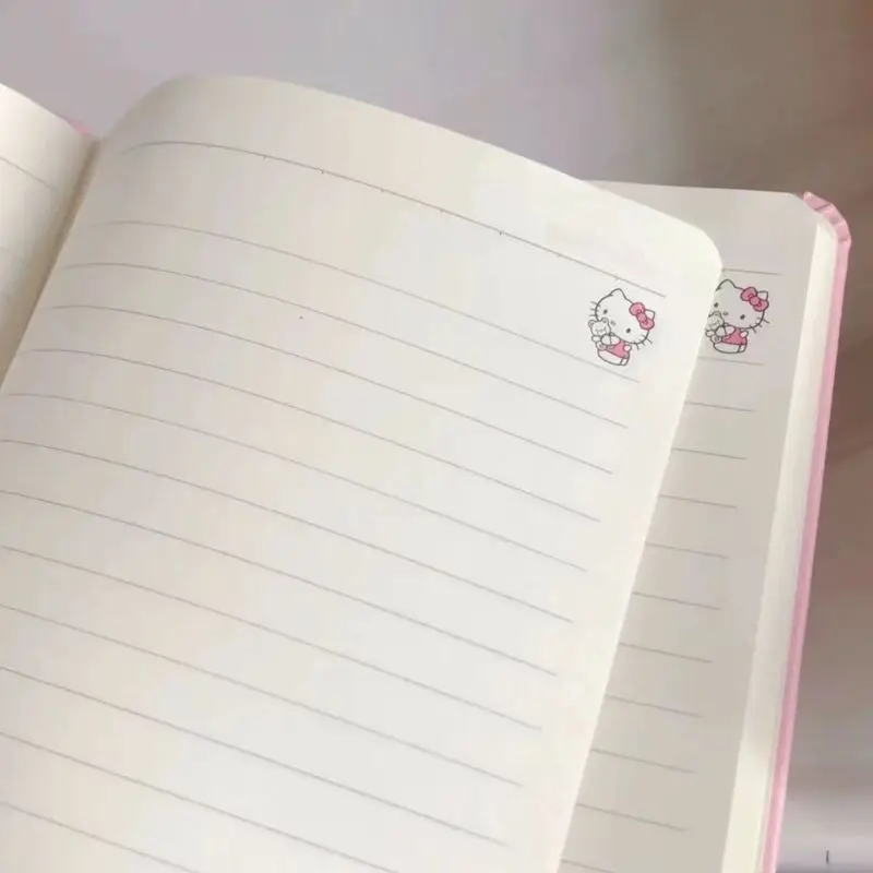 Sanrio Cute Hello Kitty Notebook Good-Looking Girly Heart Coloring Page Pink Leather Student Learning Stationery Notepad Gift