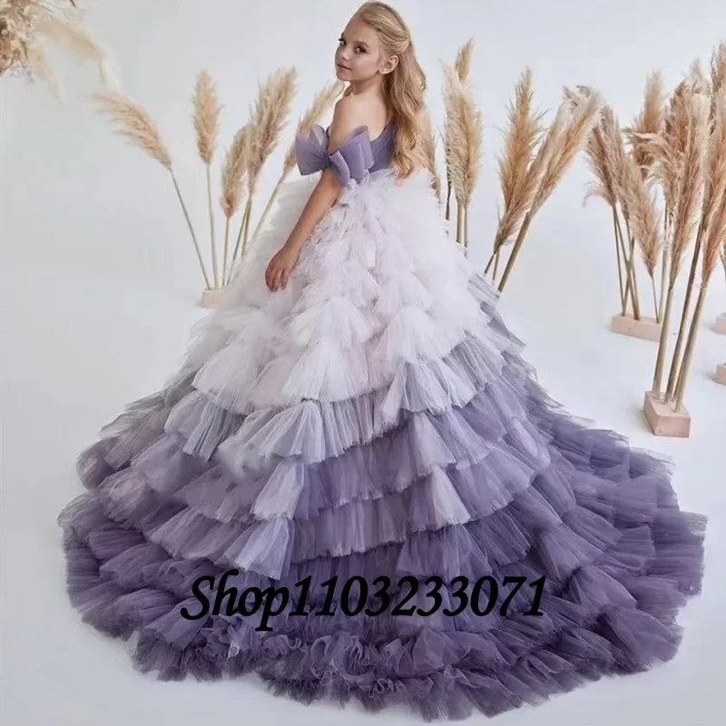 Flower Girls Dress A-LINE Exquisite Sleeveless Floor-Length Child Kids Princess Wedding Birthday Festival Party First Communion