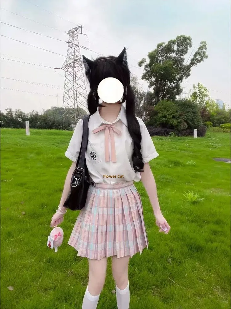 

Весенний комплект юбки в клетку Sakura Jk orm f-length Юбка-пудель Полиэстер ort Sve Collar