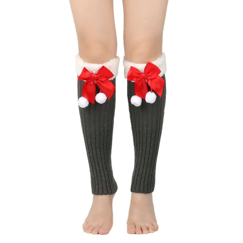 موضة تنفس عيد الميلاد القوس جوارب الساق الجوارب الأصفاد سميكة الدافئة غطاء للقدم الجوارب Y2K أفخم الكرة التمهيد الجوارب الفتيات حار #4