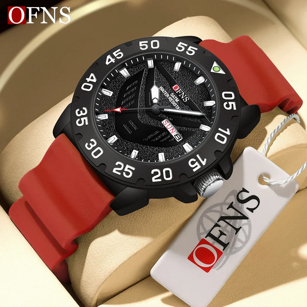 

OFNS Top Brand 1308 New Hot selling Quartz Watch Dual Calendar Classic and Minimalist Waterproof Glow Men's Quartz Watch 2024