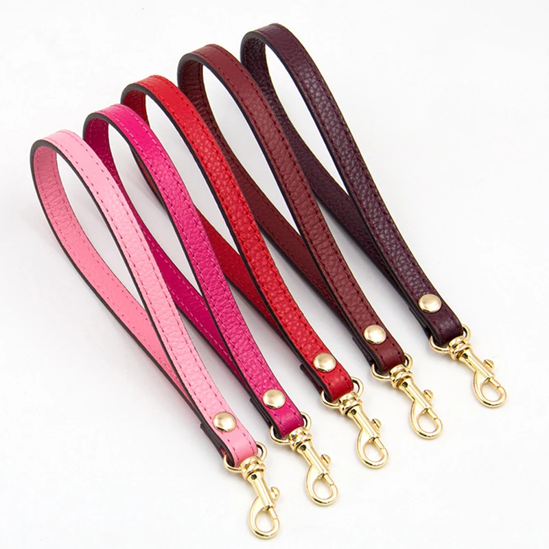 1Pcs Flat Fine Grained Wrist Strap With Keychain Leather Keychain Leather Clutch Handbag Hand Strap Pendant Bag Accessories