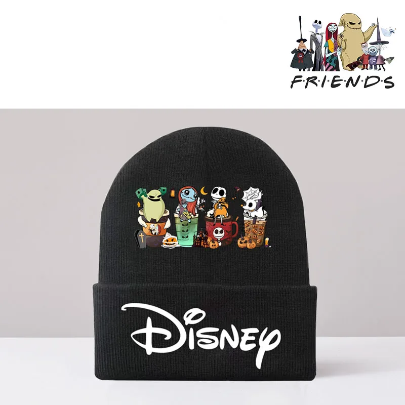 Disney The Nightmare Before Christmas Jack Sally Autumn and Winter Knitted Hat Outdoor Warm Cycling Windproof Pullover Cold Hat