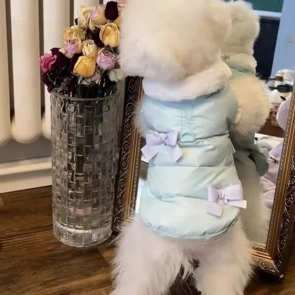Fashion Winter Dog Warm Clothes Lining Princess Dog Hiking Jacket Thickened Windproof Dog Vest Coat Puppy