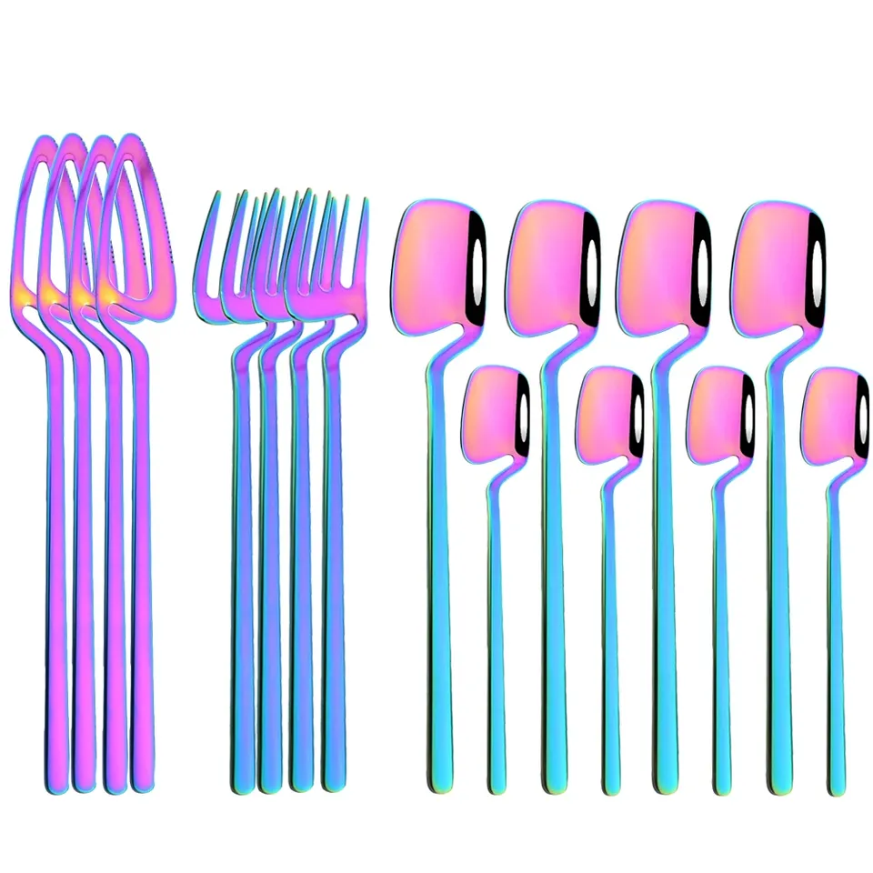16Pcs Dinnerware Set Stainless Steel Cutlery Set Dinner Knife Fork Spoon Set Kitchen Flatware Western Tableware Party Set