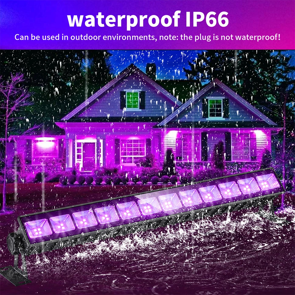 Imagem -03 - Barra de Luz Preta Led Luzes Negras uv à Prova Dágua Decorações do Dia das Bruxas Pintura Corporal Fluorescente Ip66 40w 22x22ft x Pacote 3