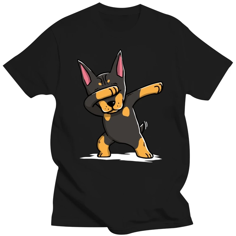 Men tshirt Dabbing Doberman Pinscher Funny Tri blend T Shirt women T-Shirt tees top