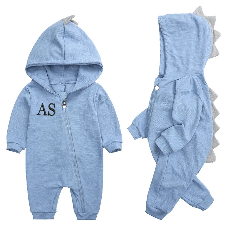 Embroidery Infants Romper Personalized Baby Dinosaur Romper Crawling Outfit Baby Shower Fashion Zipper Onesie Newborn Jumpsuit