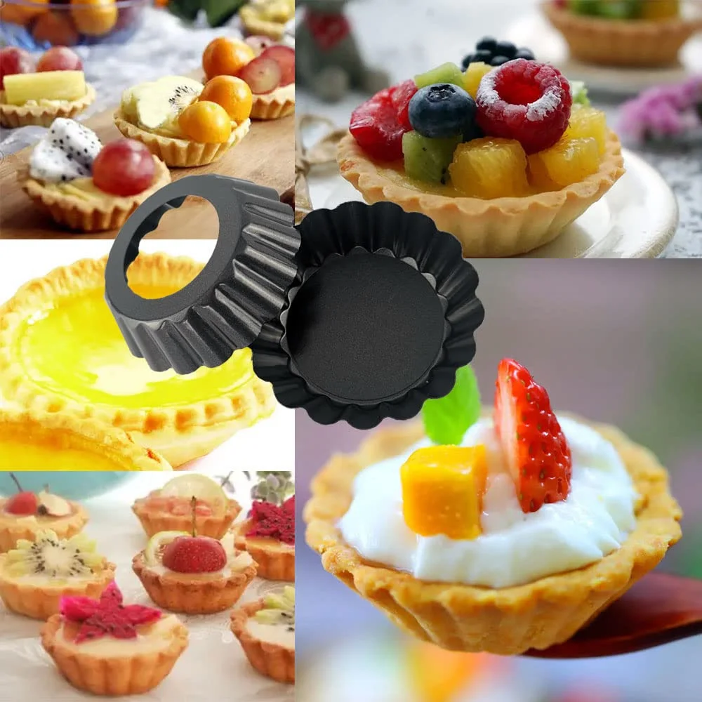 8/10/12cm Mini Pie Muffin Cupcake Pans Non-Stick Tart Quiche Flan Pan Molds Pie Pizza Cake Mold Removable Loose Bottom Round