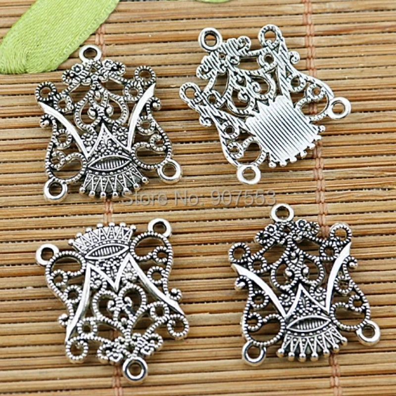 10 sztuk 24*20mm otwór 1.4mm tybetański srebrny odcień kwiatowy słyszeć koronowe złącza EF1309