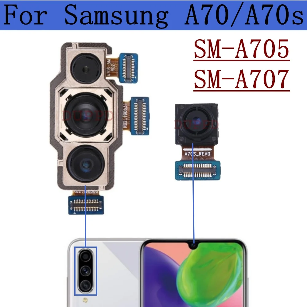 Rear Front Camera For Samsung Galaxy A70 A705 A705F A70s A707 A707F Backside Back Facing Wide Camera Module Parts