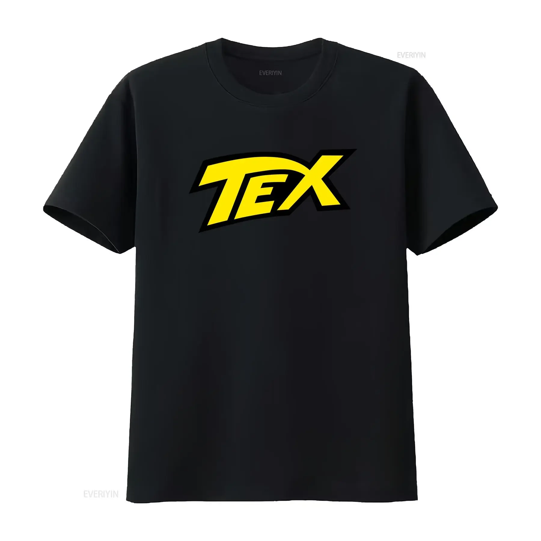 T shirt da uomo Tex Willer Comics Nera con stampa geometrica gialla audace streetwear casual girocollo stile Harajuku estivo