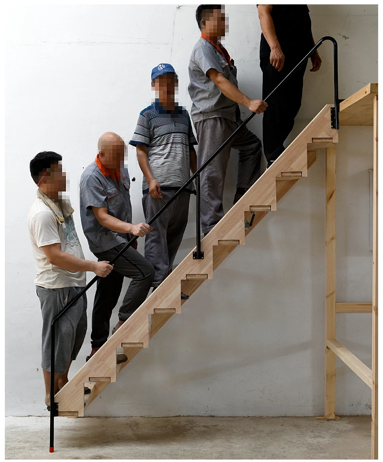 บันไดไม้สนแท้แบบซ่อน ดีไซน์ประหยัดพื้นที่ สำหรับใช้ภายในอาคาร อพาร์ทเมนต์ และโกดัง