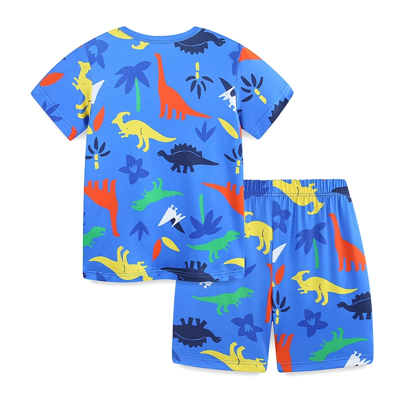 Little maven 2026 Summer Sets Baby Boys Children's Clothing Tracksuit Kids Clothes Cartoon Dinosaurs T Shirts Tops+Pants