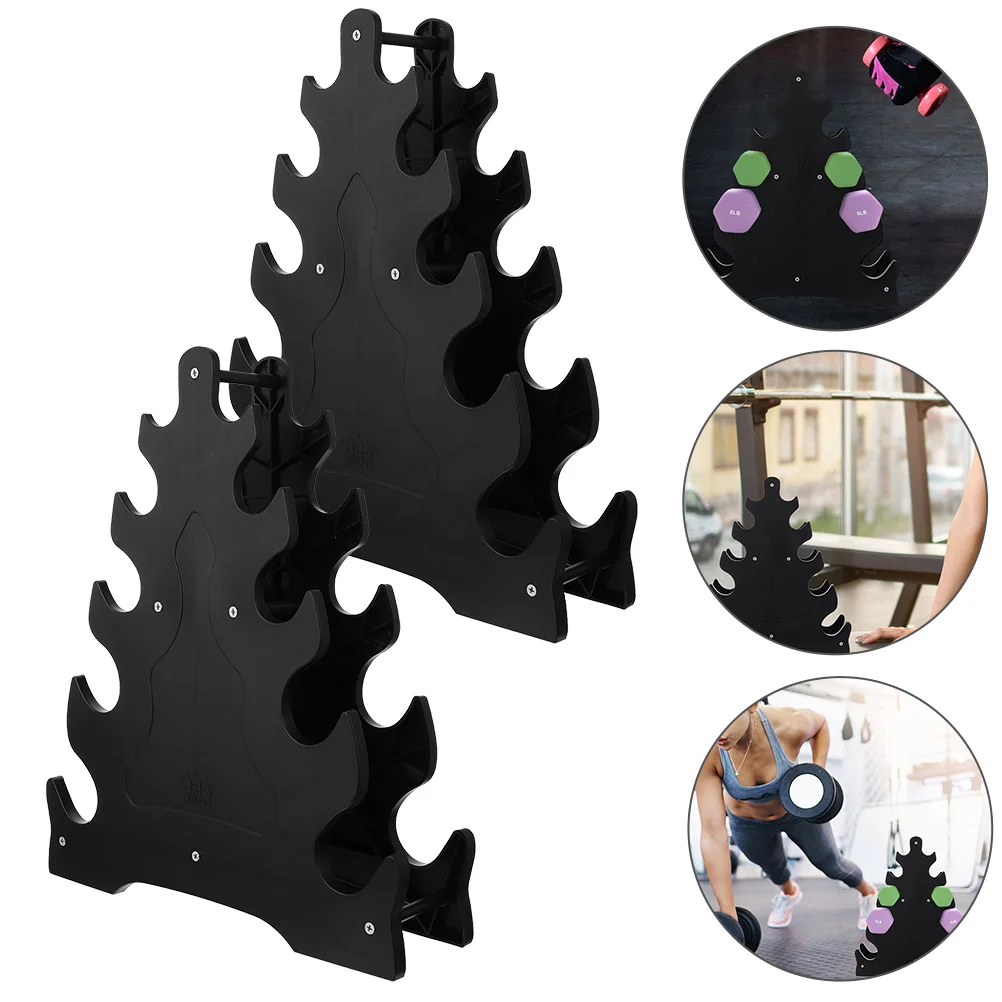 2 Pcs Dumbbells Storage Rack Weight Stand Accessory Holder Small Black Fitness