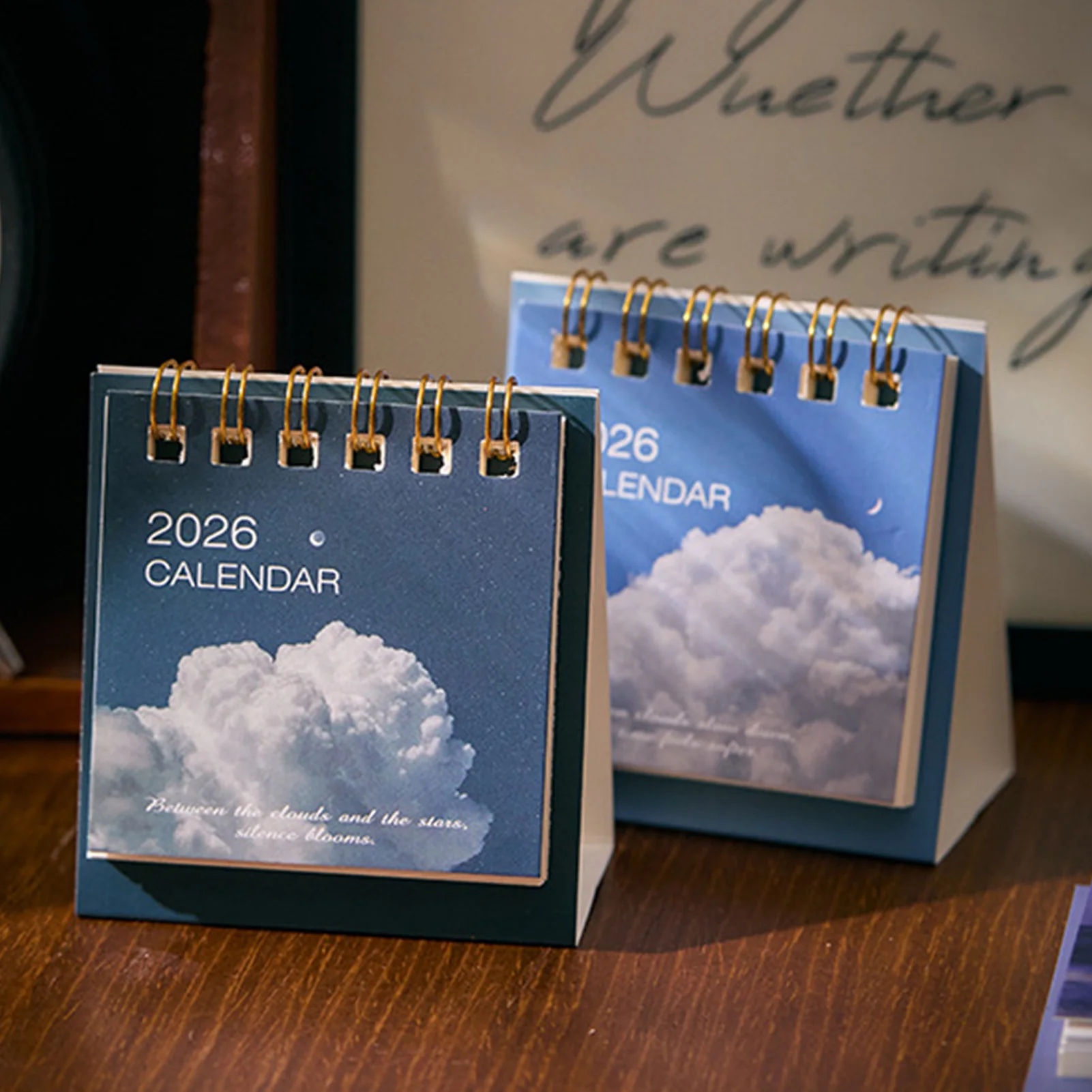 2026 Mini Desk Calendar Starlight Theme Landscape Designs Portable Monthly Planner With Triangular Base For Office School Use