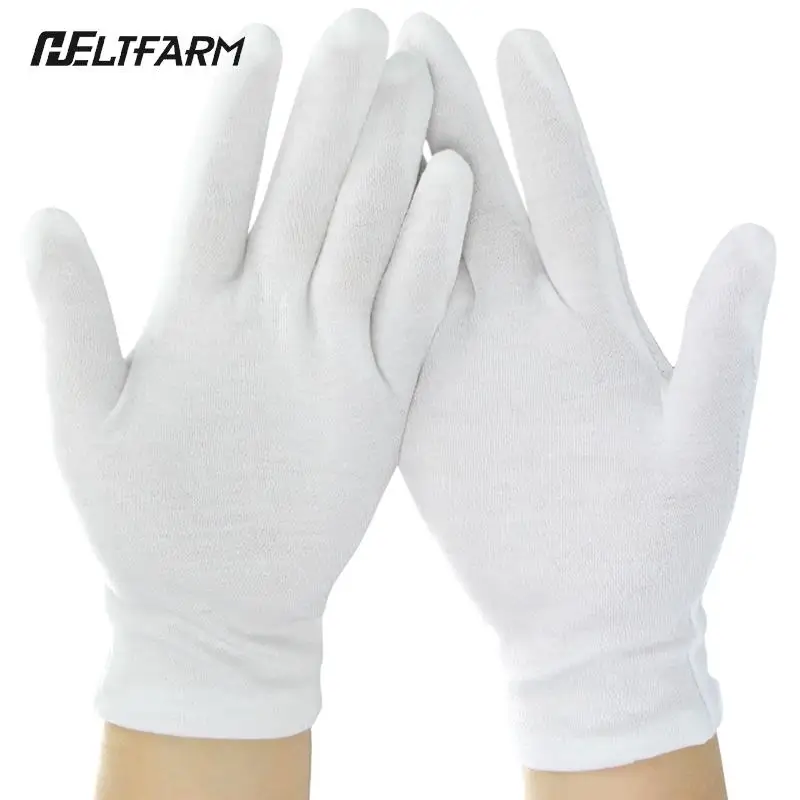 Gants en coton blanc à doigts complets pour hommes et femmes, mitaines inconnu de la sueur pour serveurs, chauffeurs, bijoux, travailleurs, 1 paire