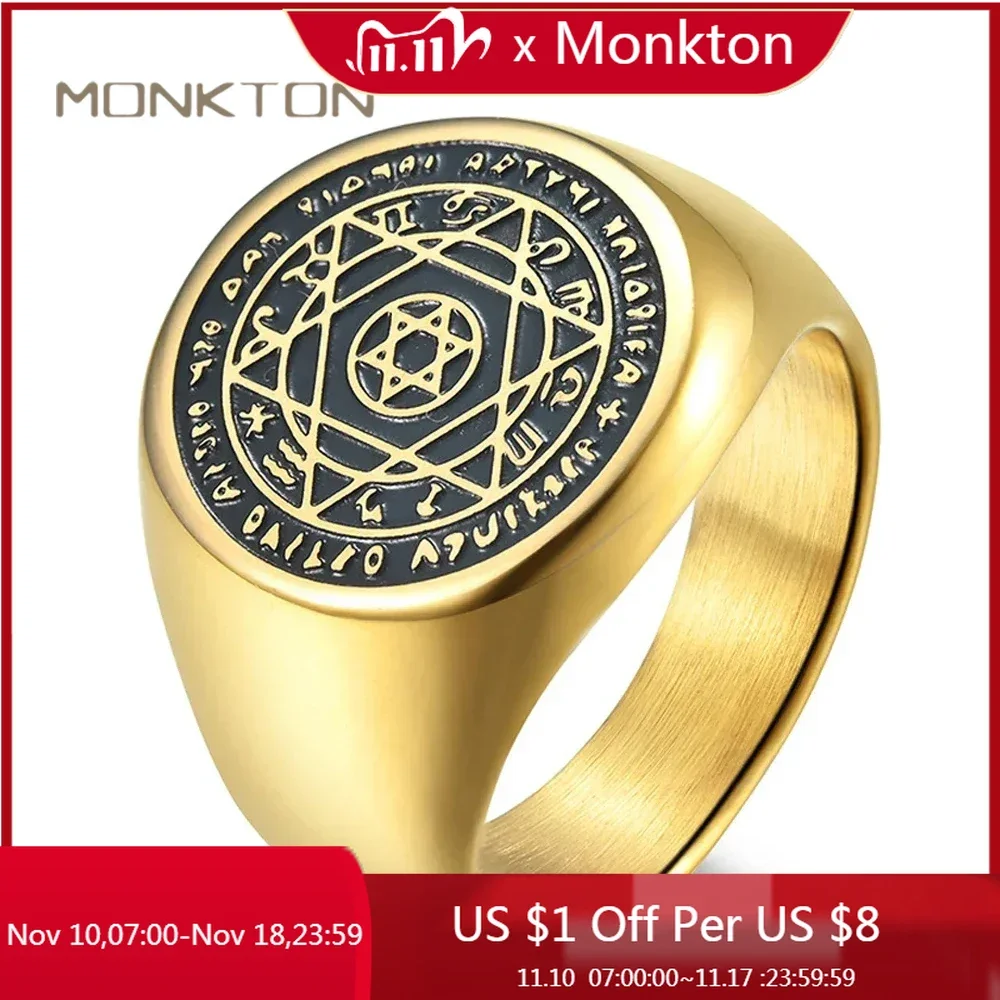 Monkton Hexagram The Seal of Weven Rings Stainless Steel Pentagram of Solomon Rings for Men  Finger Lucky Men Him Jewelry