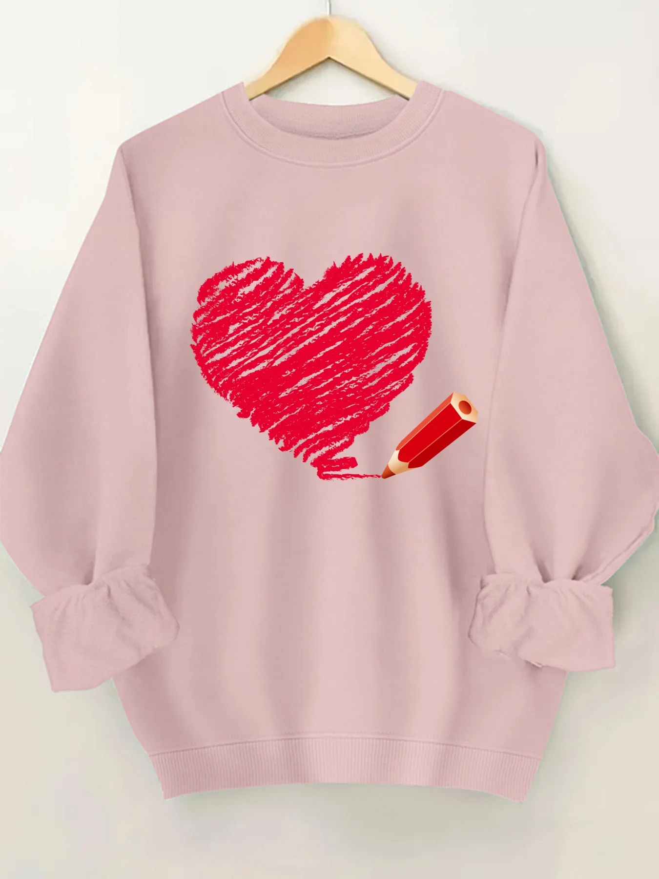 

Модная женская толстовка с круглым вырезом и принтом в виде сердца, стильная повседневная удобная женская толстовка с графическим рисунком