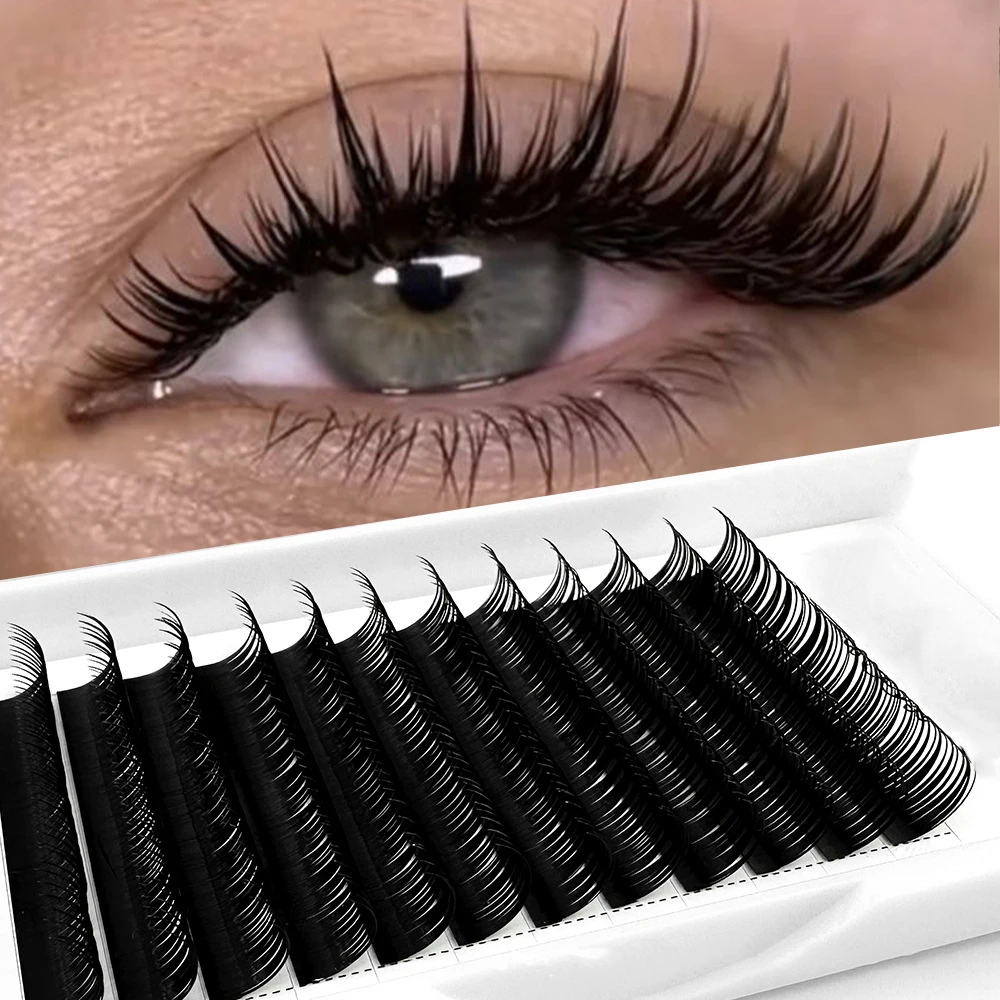 

Black Shield Wet Look Cosplay A Shape Lash Natural Soft Spikes Lash Fluffy Individual Eyelash Extensions