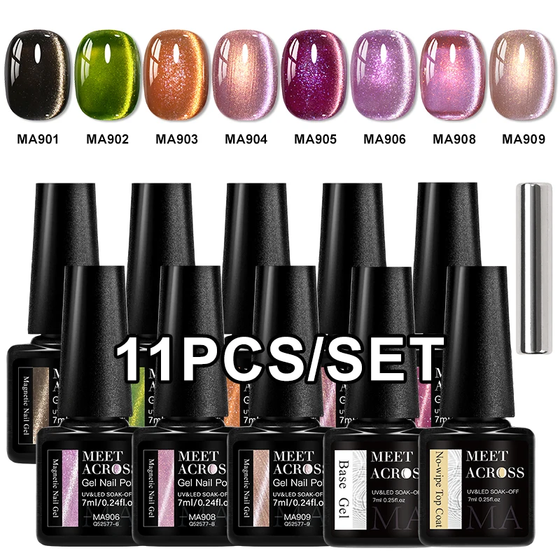

11pcs Shimmer Cat Magnetic Gel Nail Polish Set Auroras Glitter Effect Semi Permanent Soak Off UV Gel Varnish Nails Art Manicure