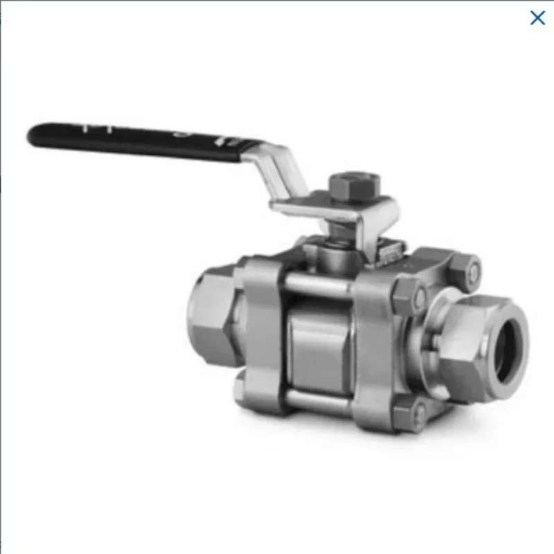 Stainless Steel 60 Series Through Ball Valve 1 1/2 in. tube fitting PTFE