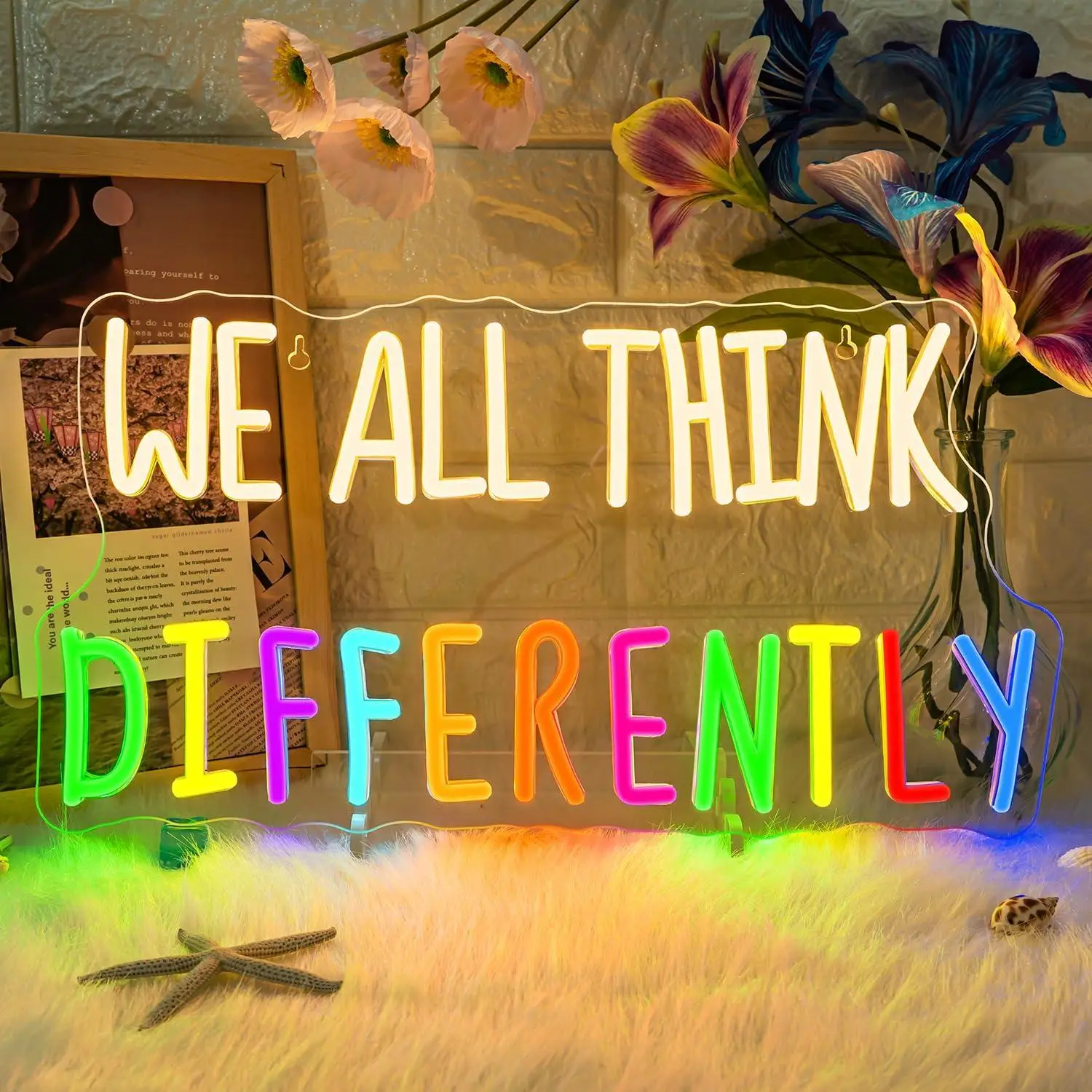 

Неоновая вывеска «Мы все думаем по-разному»: психологическая тематика, USB-питание, диммируемые светодиодные светильники для декора класса, спальни, офиса, подарки для подростков