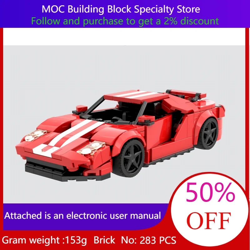 

Модель строительного блока 283, детали MOC, автомобиль City Speed 2022 GT, рождественский подарок для взрослых и детей, креативная развивающая игрушка