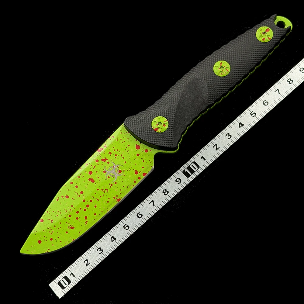 Micro Socom zombie Green Blade Fixed Straight Knife