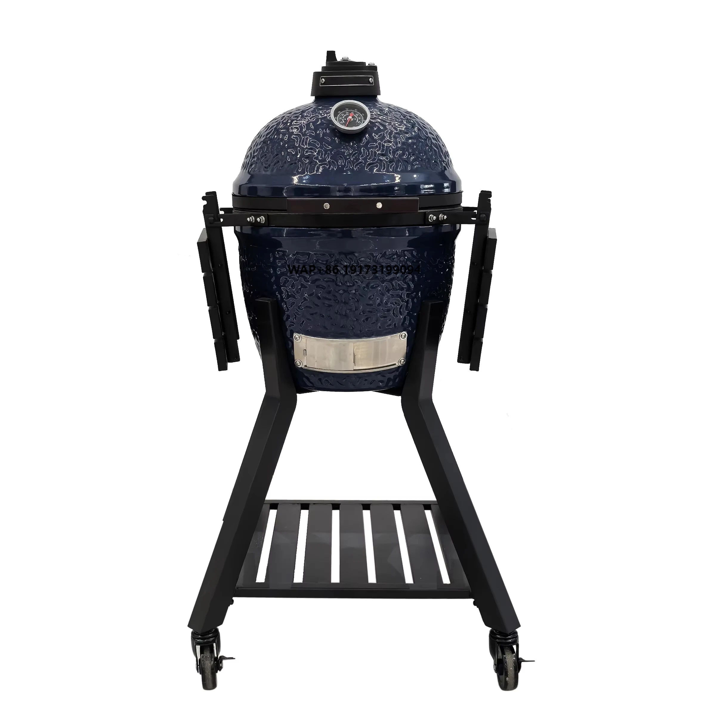 

Manufacturer's Large 16\" Pro Inch Glossy Deep Blue Ceramic BBQ Grill Modern Style Kitchen Charcoal Egg Shaped Barbecue Grill
