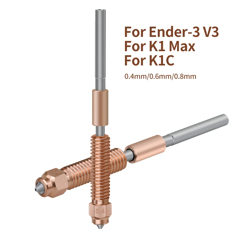 

Upgraded For K1C Nozzle All-in-one Quick-Swap Hardened Steel Titanium High Flow K1C K1 Max Nozzle 0.4/0.6/0.8mm For Ender3 V3