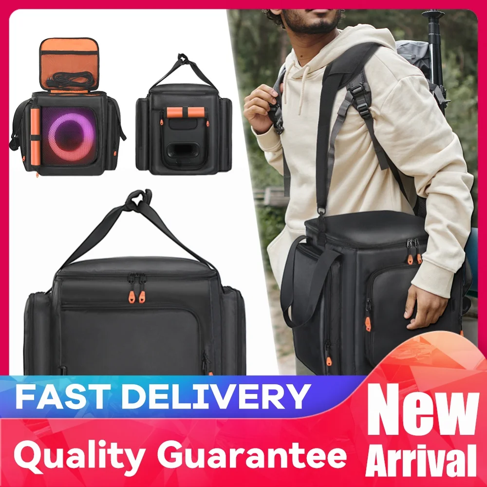 For Partybox Encore Essential 2 Padded Speaker Protective Cover with Mic Pocket Double-Sided Speaker Storage Bag Waterproof